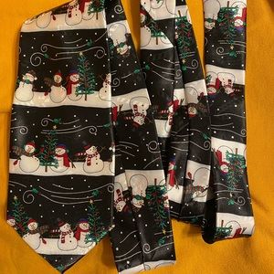 Hallmark Yule Tie Greetings Snowmen Christmas Neck Tie
